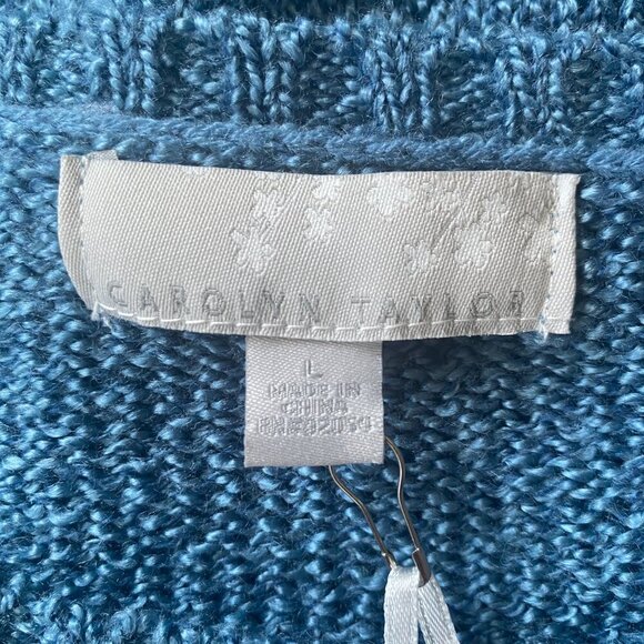 Carolyn Taylor women's large pullover blue long sleeve scoop neck sweater top - Picture 8 of 10